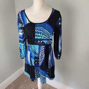 New Directions Women’s Pull Over 3/4 Sleeve Midi Scoop Neck Dress Size Small